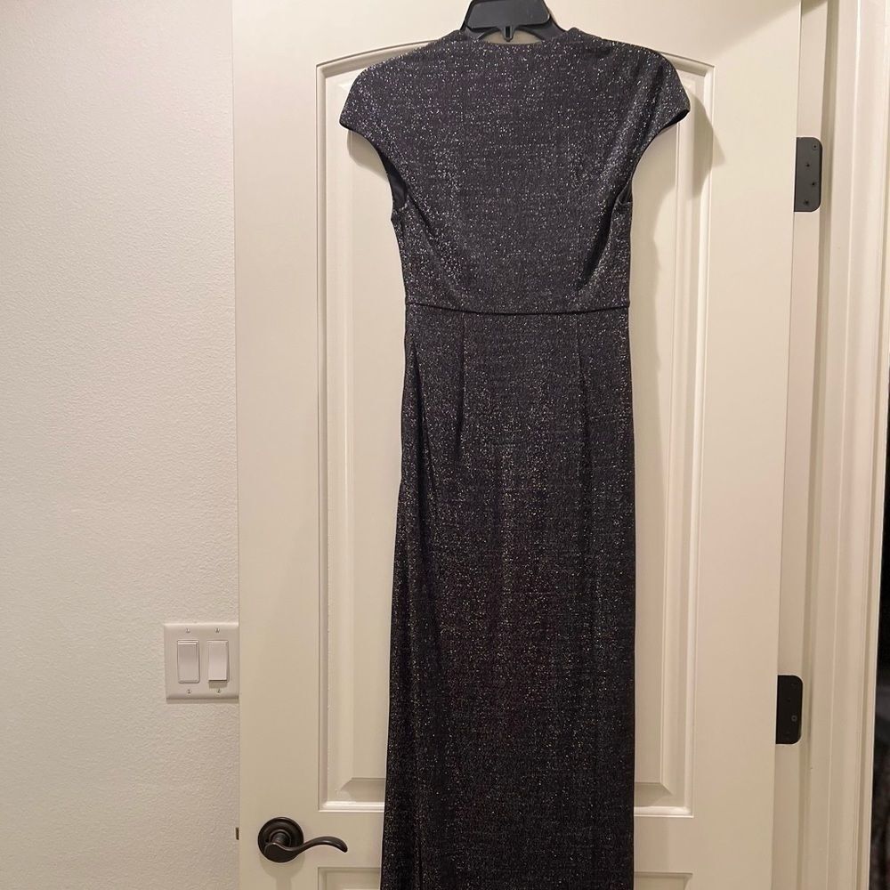 Halston Heritage Sparkle Stretch Metallic Twist Front Gown Long Dress - Picture 5 of 7